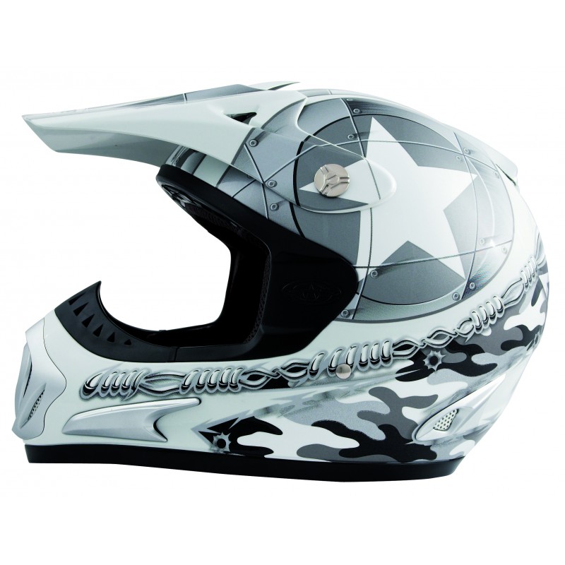 Crosshelm mit Visier Quad ATV Enduro Helm Motorradhelm Schwarz Weiß Rot S M L XL 