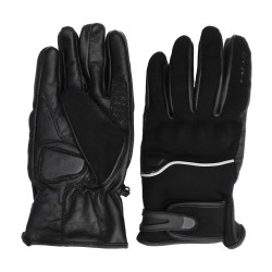 RO20 - Schwarze Leder/Textil Motorradhandschuhe