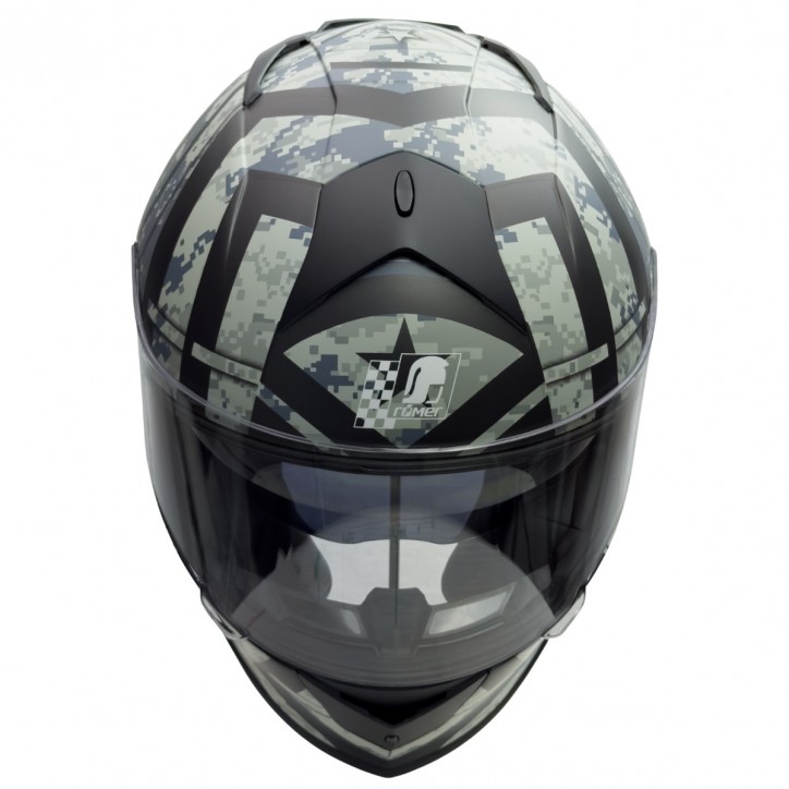 RO818 - Integralhelm mit Sonnenvisier in schwarz / grau Dekor RO818 - Integralhelm mit Sonnenvisier in schwarz / grau Dekor