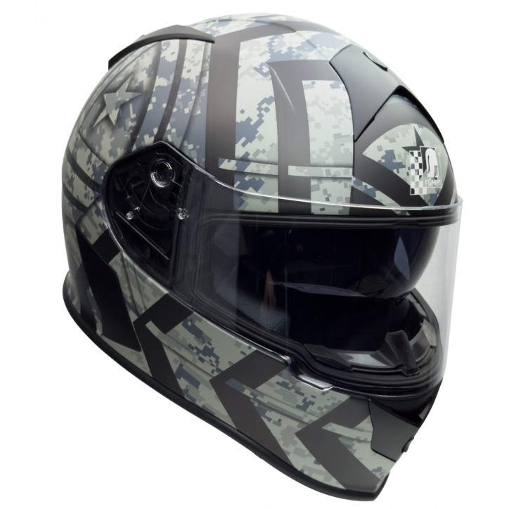 RO818 - Integralhelm mit Sonnenvisier in schwarz / grau Dekor