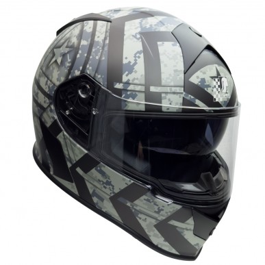 RO818 - Integralhelm mit Sonnenvisier in schwarz / grau Dekor - 4
