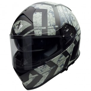 RO818 - Integralhelm mit Sonnenvisier in schwarz / grau Dekor - 1