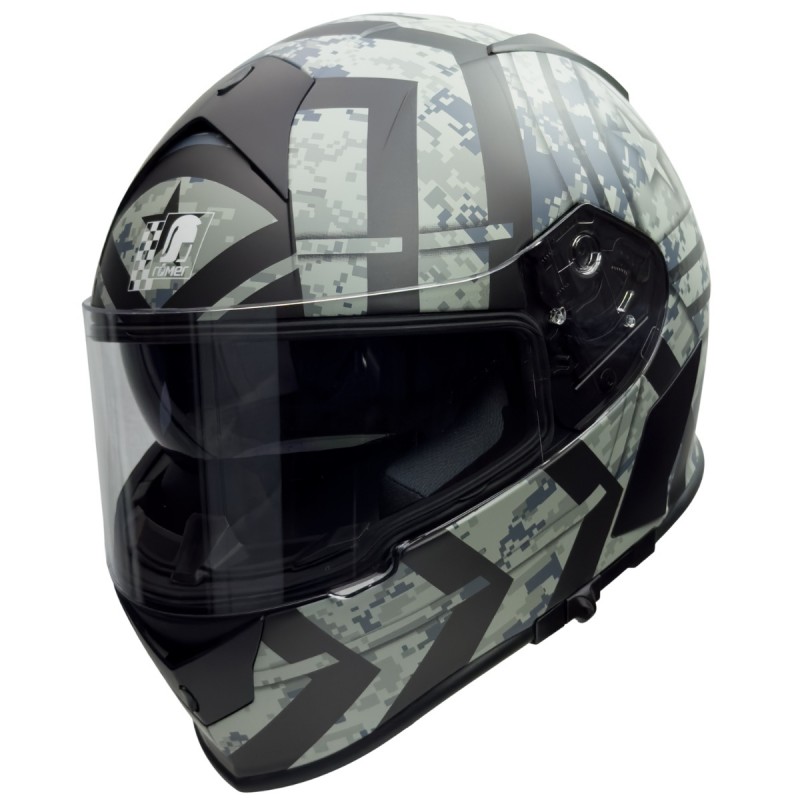 RO818 - Integralhelm mit Sonnenvisier in schwarz / grau Dekor - 1