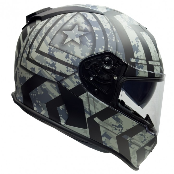 RO818 - Integralhelm mit Sonnenvisier in schwarz / grau Dekor RO818 - Integralhelm mit Sonnenvisier in schwarz / grau Dekor