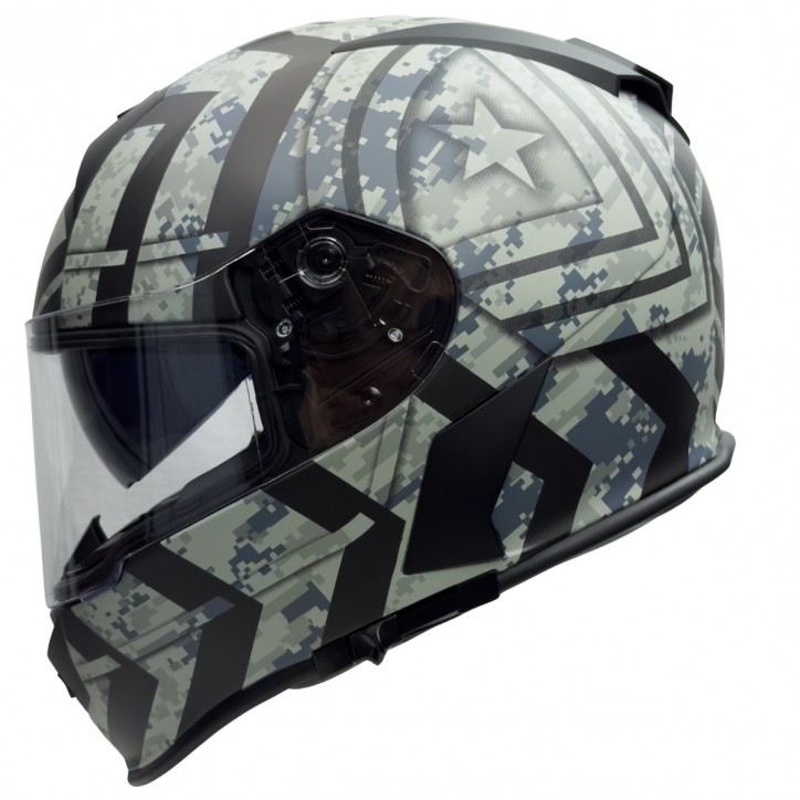 RO818 - Integralhelm mit Sonnenvisier in schwarz / grau Dekor RO818 - Integralhelm mit Sonnenvisier in schwarz / grau Dekor