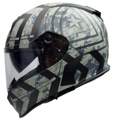 RO818 - Integralhelm mit Sonnenvisier in schwarz / grau Dekor - 2