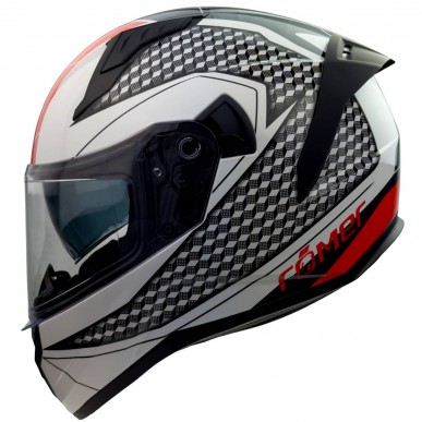 RO202216 - Integralhelm mit Sonnenvisier, weiss/ schwarz/ rot, glänzend - 2