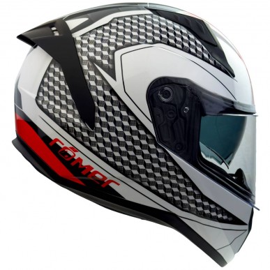 RO202216 - Integralhelm mit Sonnenvisier, weiss/ schwarz/ rot, glänzend - 4