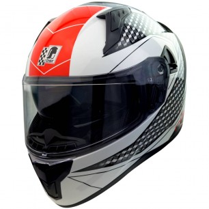 RO202216 - Integralhelm mit Sonnenvisier, weiss/ schwarz/ rot, glänzend - 1