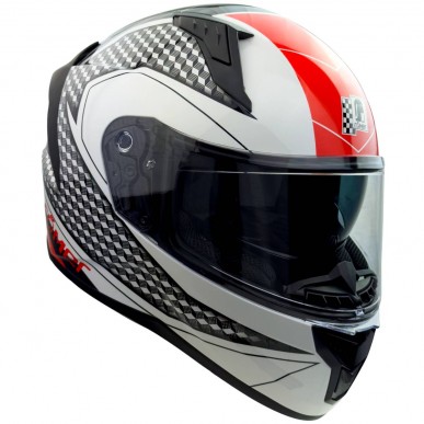RO202216 - Integralhelm mit Sonnenvisier, weiss/ schwarz/ rot, glänzend - 5