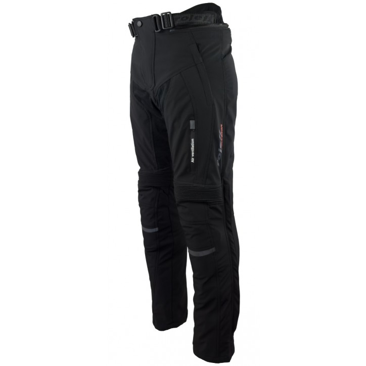 RO400 - Schwarze Softshell Motorradhose mit Belüftungssystem, Klimamembrane und Thermofutter