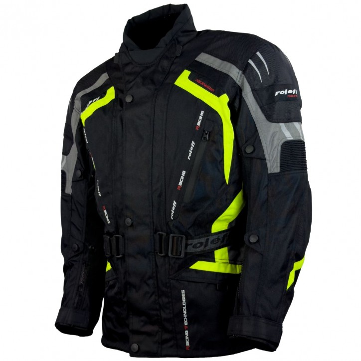 RO387 - auffällige Motorradjacke in Schwarz / Neongelb