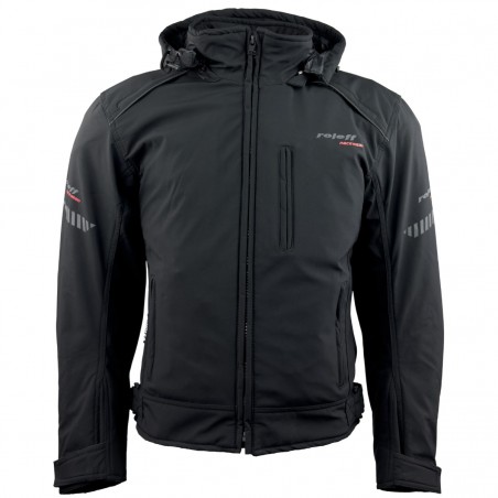 Roleff RO1513 Softshell Motorradjacke mit abnehmbarer Kapuze – Wasserdicht, atmungsaktiv & mit Protektoren