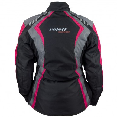Roleff RO904 Damen Motorradjacke – Pink/Schwarz/Grau, wasserdicht, atmungsaktiv & mit Protektoren - 4