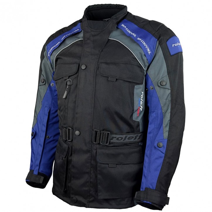 RO783 - Motorradjacke mit Wind-Tex® Klimamembrane - Belüftung - CE Protektoren -   Schwarz / Blau