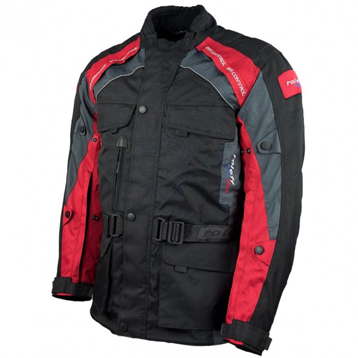 RO782 - Motorradjacke mit Regenmembrane - Belüftung - CE Protektoren -  Schwarz / Rot