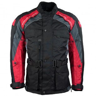 RO782 - Motorradjacke mit entnehmbarer Regenmembrane - Belüftung - CE Protektoren -  Schwarz / Rot