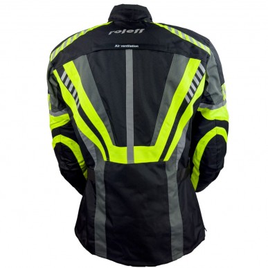 Roleff RO16013 Motorradjacke – Schwarz/Neongelb, wasserdicht, atmungsaktiv & mit Protektoren - 4