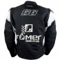 RO758 - Schwarz Weiße Motorradjacke mit Sponsorenaufnähern RO758 - Schwarz Weiße Motorradjacke mit Sponsorenaufnähern