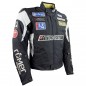 RO758 - Schwarz Weiße Motorradjacke mit Sponsorenaufnähern RO758 - Schwarz Weiße Motorradjacke mit Sponsorenaufnähern