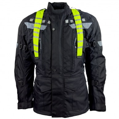 Roleff RO773 Motorradjacke – Schwarz mit abnehmbarer Neon-Weste, wasserdicht, atmungsaktiv & mit Protektoren - 2