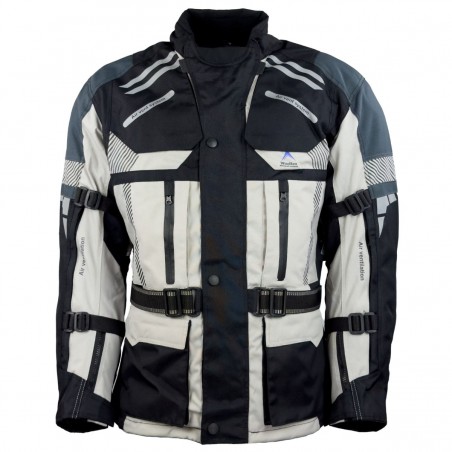 Roleff RO775 Motorradjacke – Beige-Schwarz-Grau, wasserdicht, atmungsaktiv & mit Protektoren