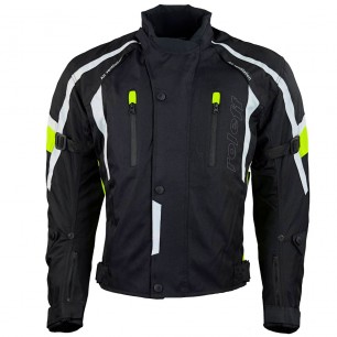 RO15043 - Kurze Motorradjacke in Schwarz / Neongelb