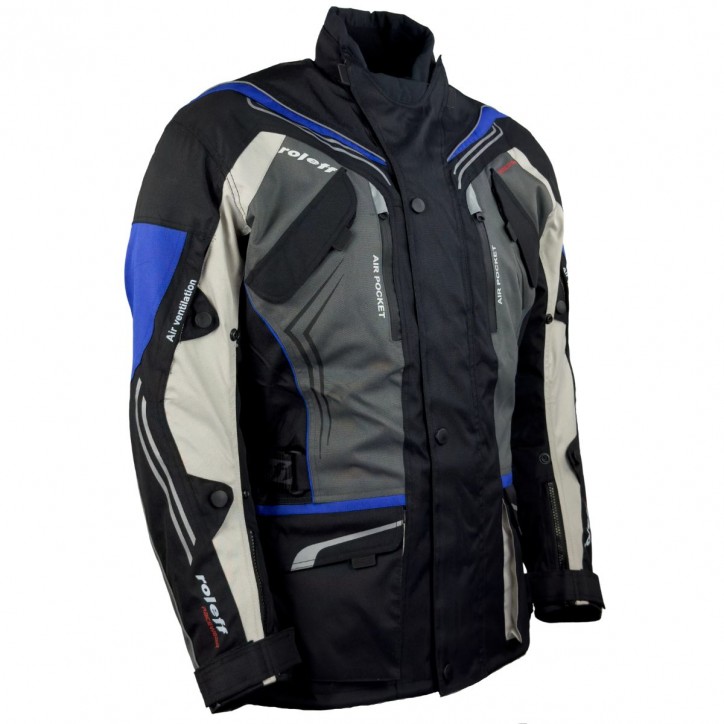 Roleff RO15112 Motorradjacke – Schwarz-Grau-Weiß-Blau, wasserdicht, atmungsaktiv & mit Protektoren Roleff RO15112 Motorradjacke – Schwarz-Grau-Weiß-Blau, wasserdicht, atmungsaktiv & mit Protektoren