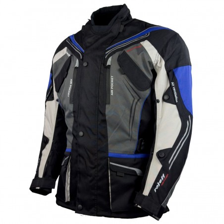 Roleff RO15112 Motorradjacke – Schwarz-Grau-Weiß-Blau, wasserdicht, atmungsaktiv & mit Protektoren - 1