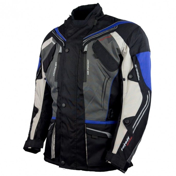 Roleff RO15112 Motorradjacke – Schwarz-Grau-Weiß-Blau, wasserdicht, atmungsaktiv & mit Protektoren Roleff RO15112 Motorradjacke – Schwarz-Grau-Weiß-Blau, wasserdicht, atmungsaktiv & mit Protektoren