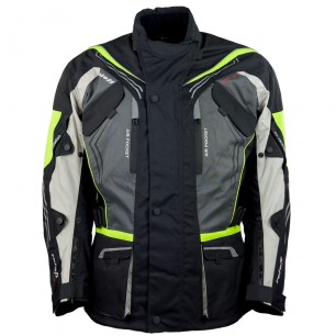 Roleff RO15113 Motorradjacke – Schwarz-Grau-Neongelb, wasserdicht, atmungsaktiv & mit Protektoren