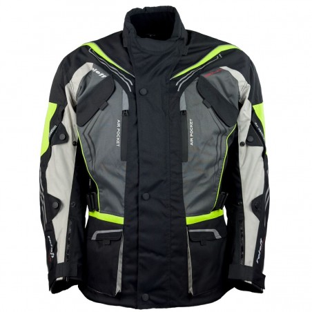 RO15113 - Motorradjacke in Schwarz / Grau / Weiß / Neongelb