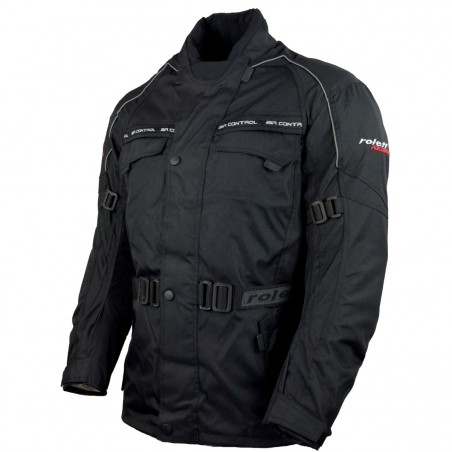 Robuste Motorradjacke mit Membrane und Thermofutter in Schwarz