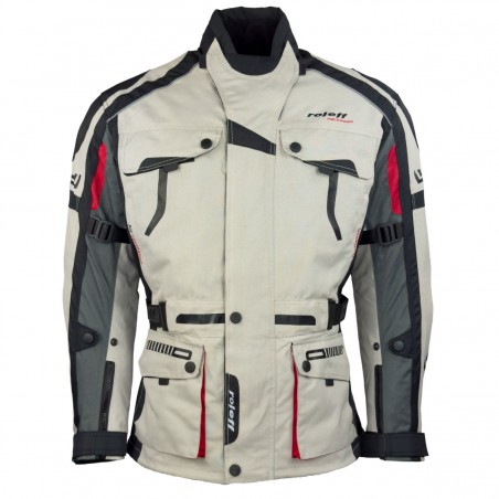 Roleff RO537 Motorradjacke Chicago – Schwarz-Grau-Rot, wasserdicht, atmungsaktiv & mit Protektoren