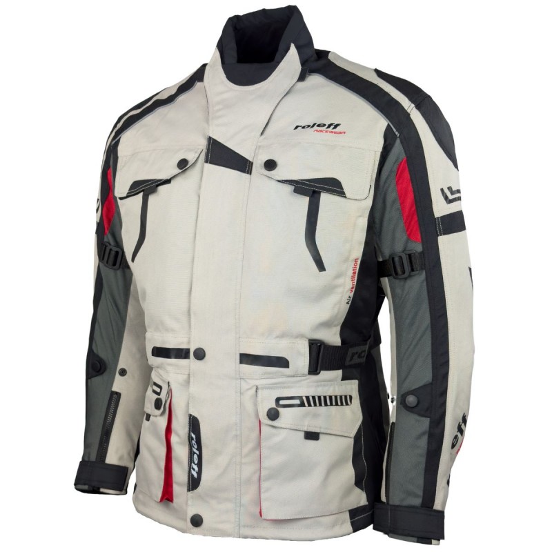 schwarz, grau, rot Motorradjacke - Helle