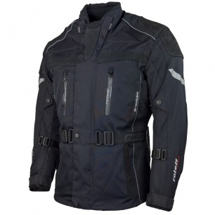 RO538 - Motorradjacke mit Rindlederapplikationen in Schwarz