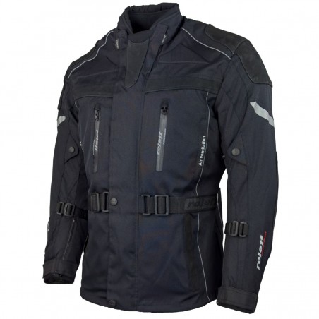 Roleff RO538 Motorradjacke – Schwarz, mit Rindslederapplikationen, wasserdicht, atmungsaktiv & mit Protektoren - 1