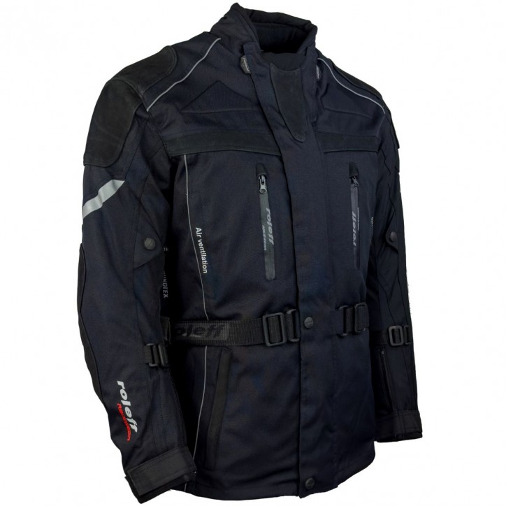 Roleff RO538 Motorradjacke – Schwarz, mit Rindslederapplikationen, wasserdicht, atmungsaktiv & mit Protektoren Roleff RO538 Motorradjacke – Schwarz, mit Rindslederapplikationen, wasserdicht, atmungsaktiv & mit Protektoren