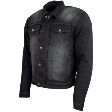 Roleff RO1514 Motorrad-Jeansjacke – Schwarz/Stonewashed, Aramidverstärkung, Protektoren & herausnehmbare Klimamembrane - 1