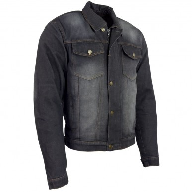 Roleff RO1514 Motorrad-Jeansjacke – Schwarz/Stonewashed, Aramidverstärkung, Protektoren & herausnehmbare Klimamembrane - 3