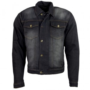 RO1514 - Schwarze Roller- / Motorrad-Jeansjacke mit Aramidverstärkung