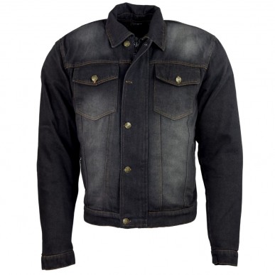 Roleff RO1514 Motorrad-Jeansjacke – Schwarz/Stonewashed, Aramidverstärkung, Protektoren & herausnehmbare Klimamembrane - 2