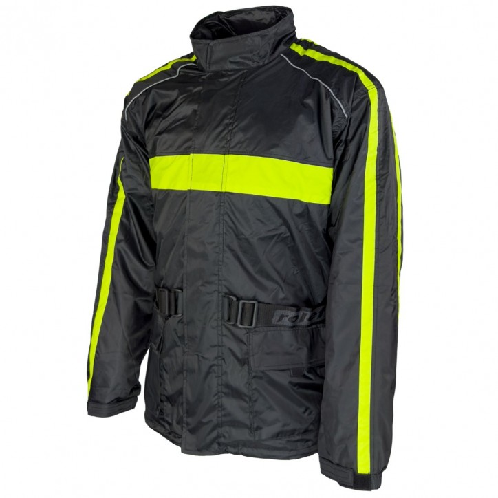 RO1001 - Regenjacke in Schwarz / Neongelb