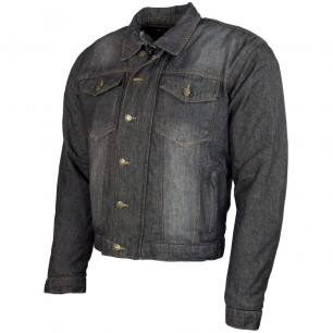 RO1514w - Schwarz/Power-Used - Klassische Jeans Motorradjacke mit Aramidverstärkung