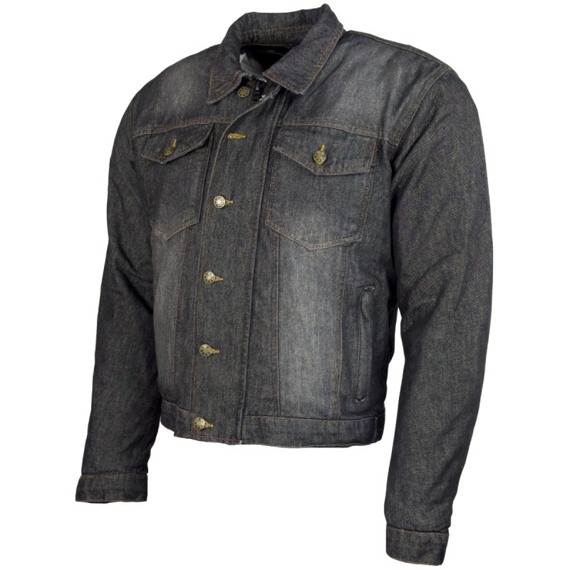 Roleff RO1514w Motorrad-Jeansjacke – Schwarz/Powerwashed, Aramidverstärkung, Protektoren & herausnehmbare Klimamembrane - 1