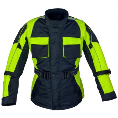 Roleff RO433K Kinder-Motorradjacke – Neongelb/Schwarz, wasserdicht, atmungsaktiv & mit Protektoren - 2