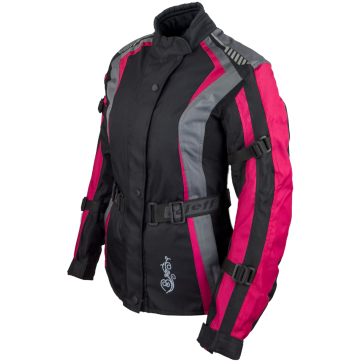 RO904 - Motorradjacke für Damen in Pink/Schwarz/Grau