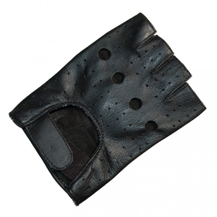 RO30 - Schwarze, fingerlose Handschuhe aus Leder