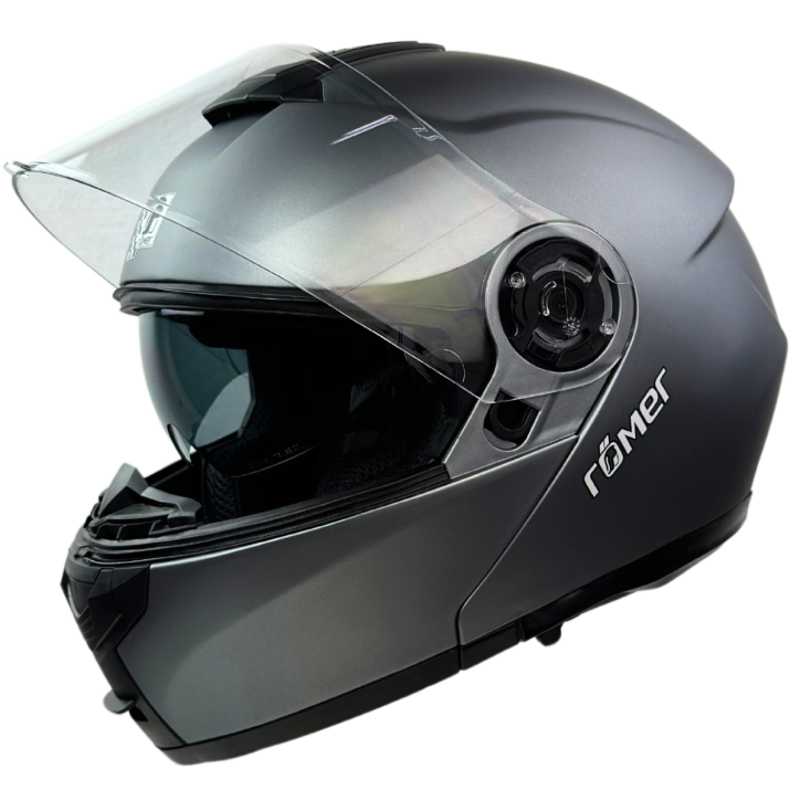 RR20771 - Römer Klapphelm -Motorradhelm mit Sonnenvisier, titanium- matt RR20771 - Römer Klapphelm -Motorradhelm mit Sonnenvisier, titanium- matt