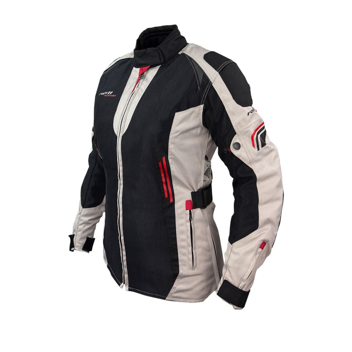 Roleff RO1812D Damen Mesh-Motorradjacke – Schwarz-Beige